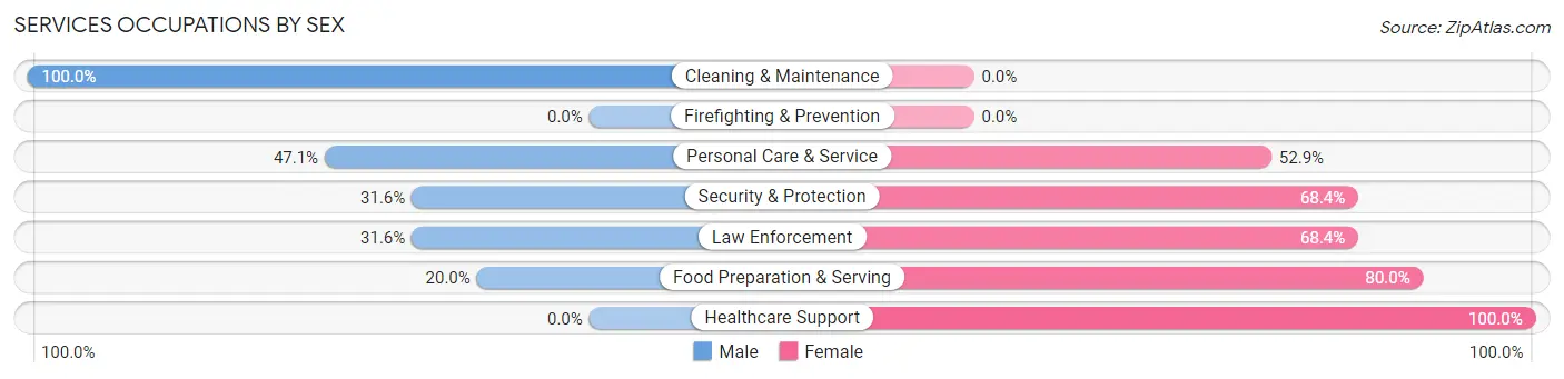 Services Occupations by Sex in Zip Code 23604