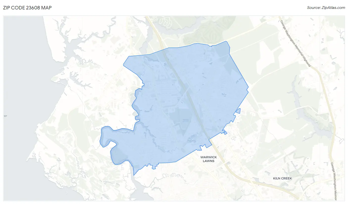 Zip Code 23608 Map