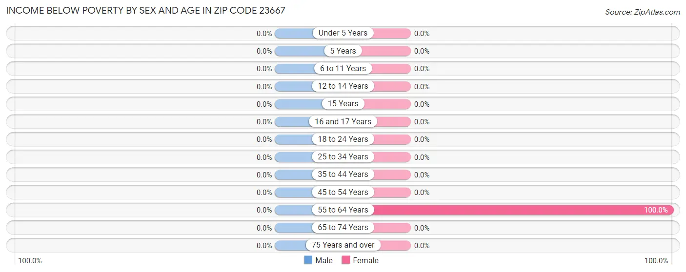 Income Below Poverty by Sex and Age in Zip Code 23667