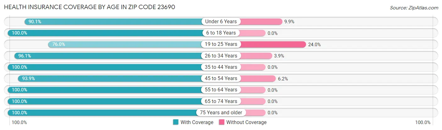 Health Insurance Coverage by Age in Zip Code 23690