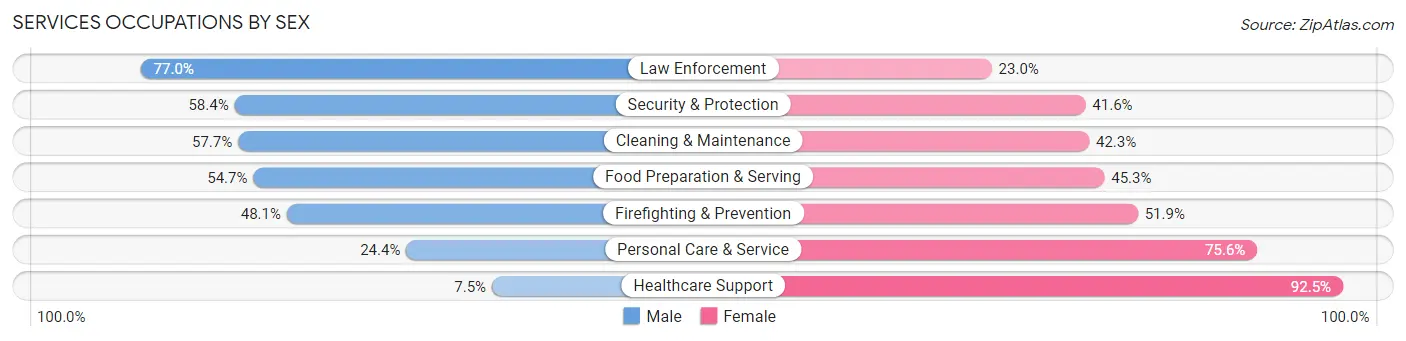 Services Occupations by Sex in Zip Code 23701