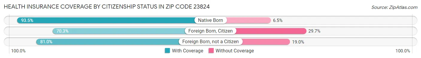 Health Insurance Coverage by Citizenship Status in Zip Code 23824