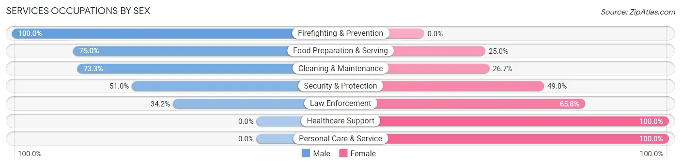 Services Occupations by Sex in Zip Code 23827