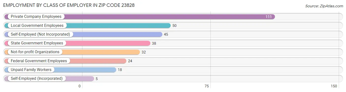 Employment by Class of Employer in Zip Code 23828