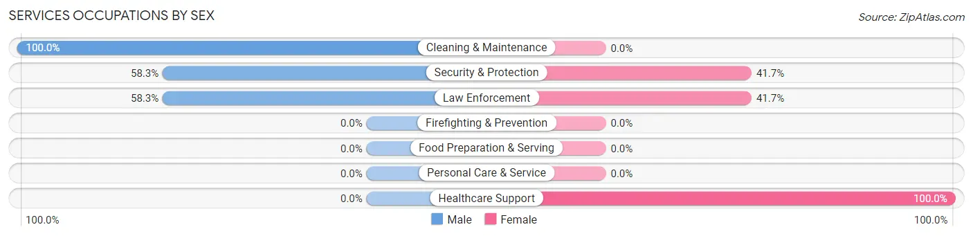 Services Occupations by Sex in Zip Code 23830