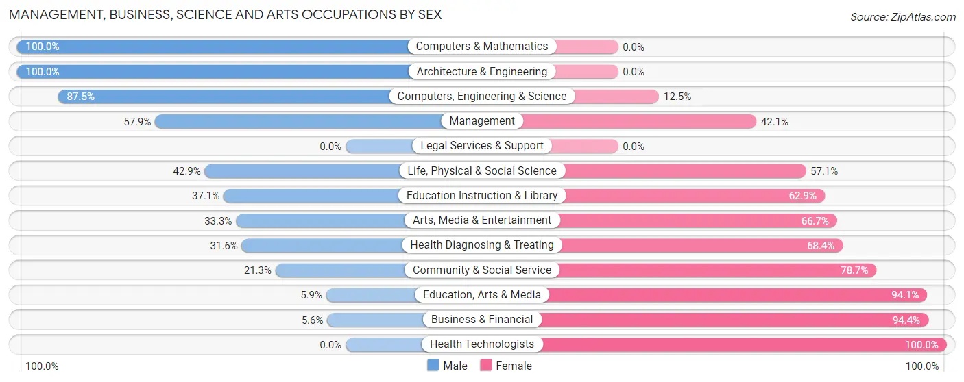 Management, Business, Science and Arts Occupations by Sex in Zip Code 23837