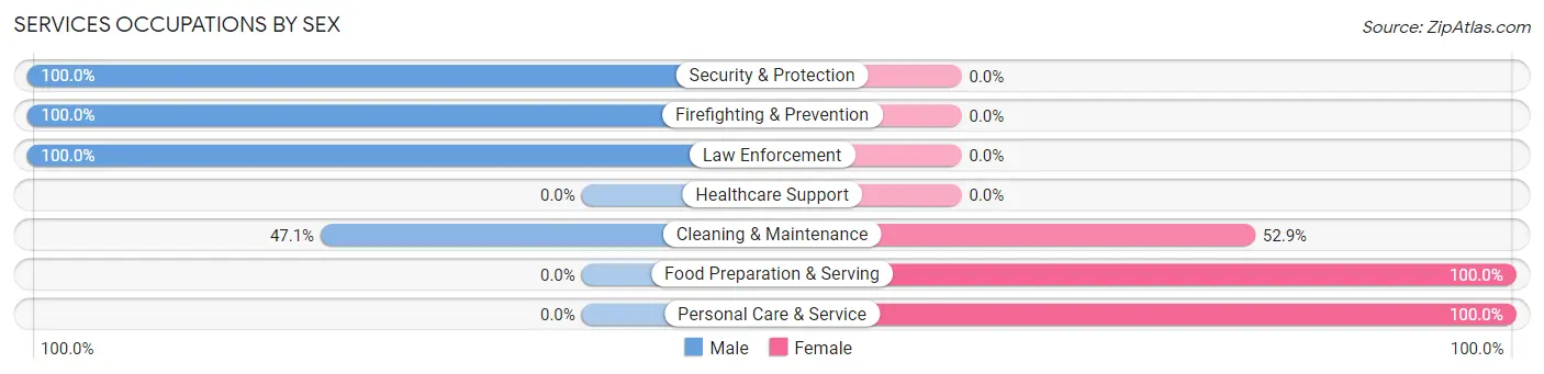 Services Occupations by Sex in Zip Code 23839