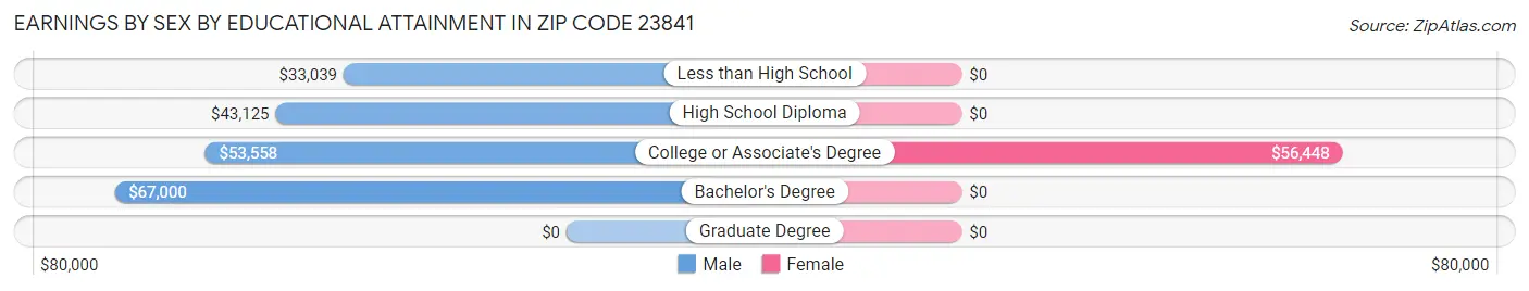 Earnings by Sex by Educational Attainment in Zip Code 23841
