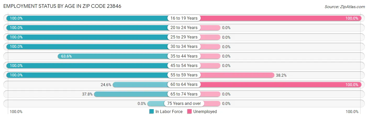 Employment Status by Age in Zip Code 23846