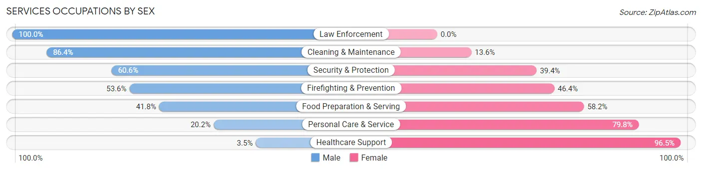 Services Occupations by Sex in Zip Code 23860