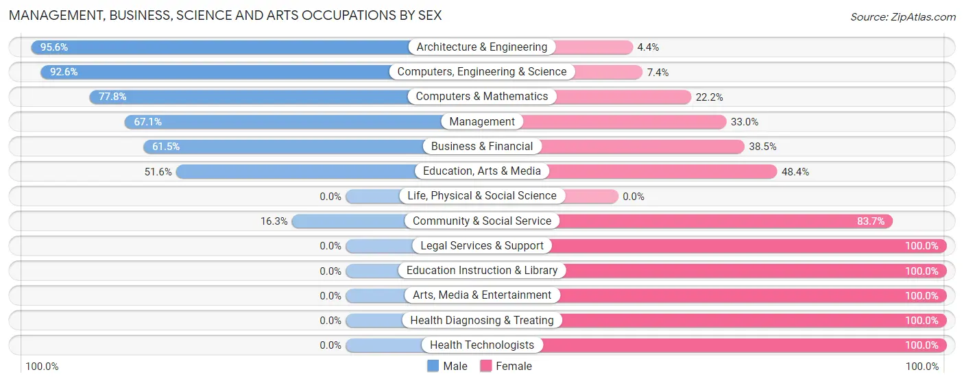 Management, Business, Science and Arts Occupations by Sex in Zip Code 23866