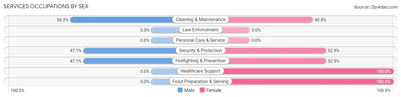 Services Occupations by Sex in Zip Code 23882