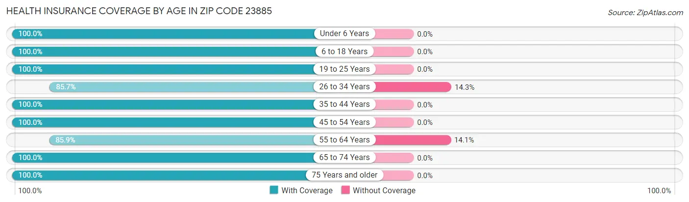 Health Insurance Coverage by Age in Zip Code 23885