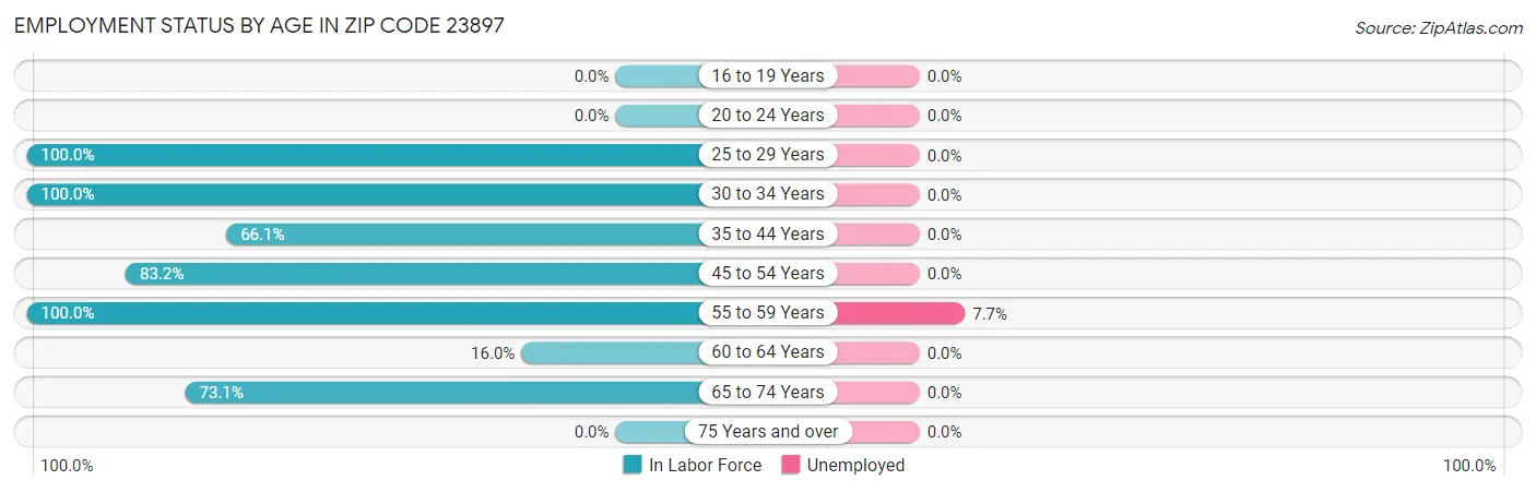 Employment Status by Age in Zip Code 23897