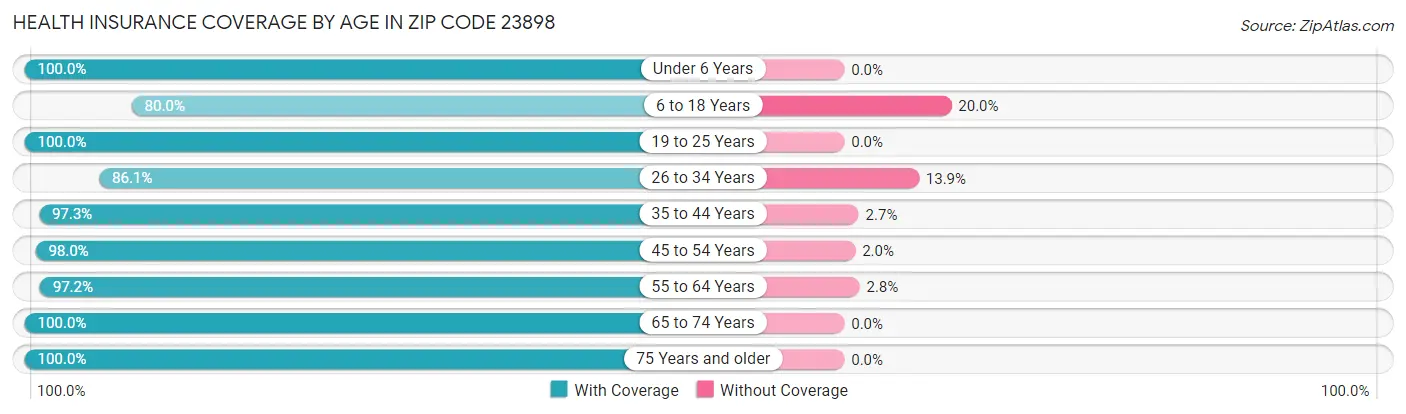 Health Insurance Coverage by Age in Zip Code 23898