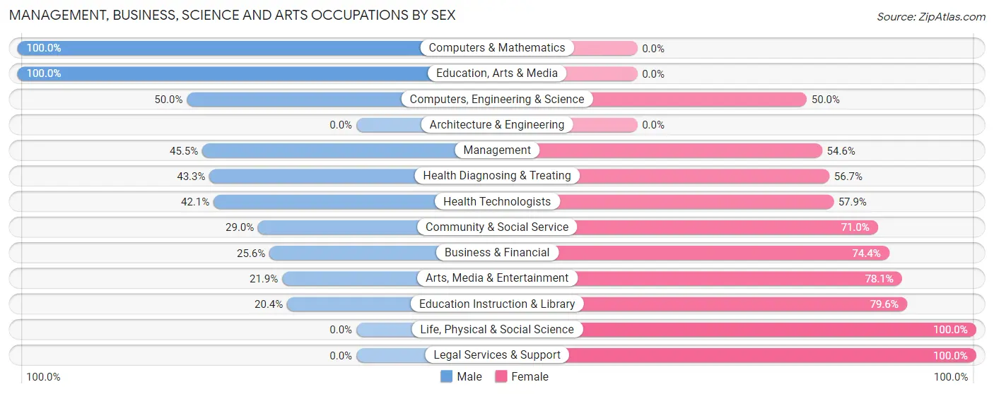 Management, Business, Science and Arts Occupations by Sex in Zip Code 23919
