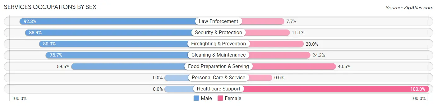 Services Occupations by Sex in Zip Code 23922