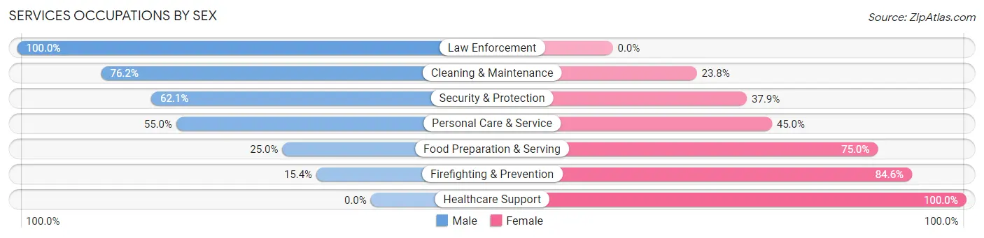 Services Occupations by Sex in Zip Code 23927