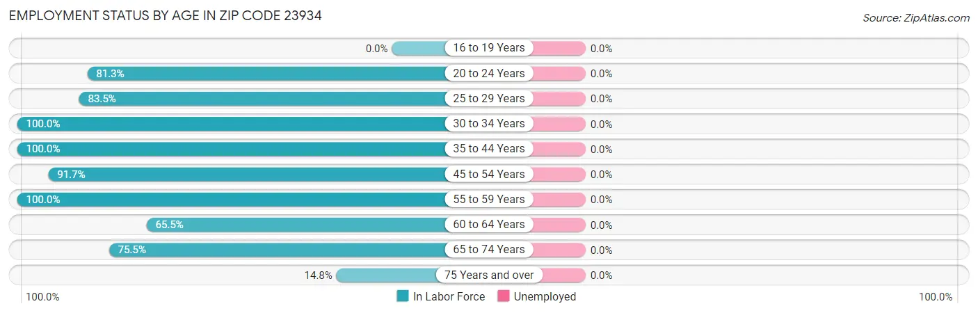 Employment Status by Age in Zip Code 23934
