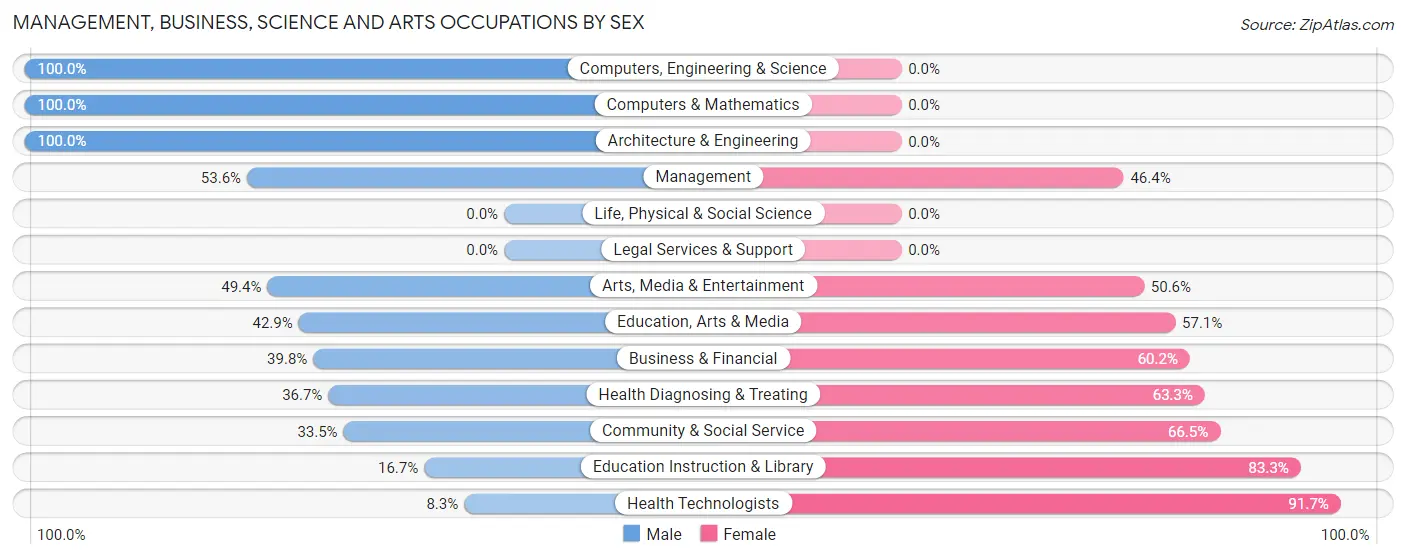 Management, Business, Science and Arts Occupations by Sex in Zip Code 23936