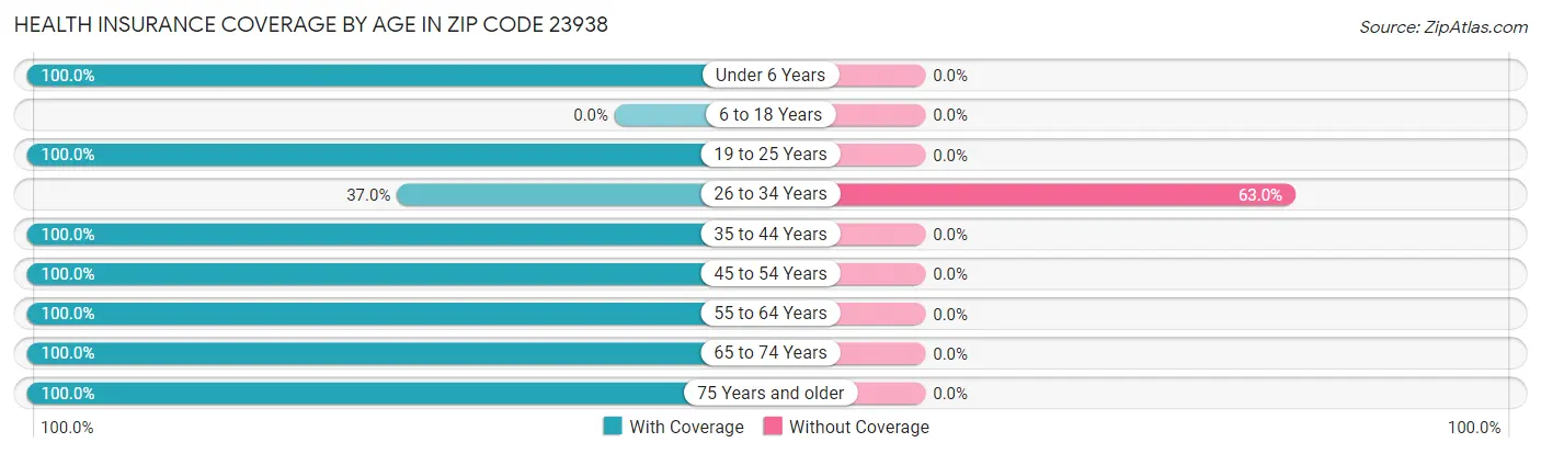 Health Insurance Coverage by Age in Zip Code 23938