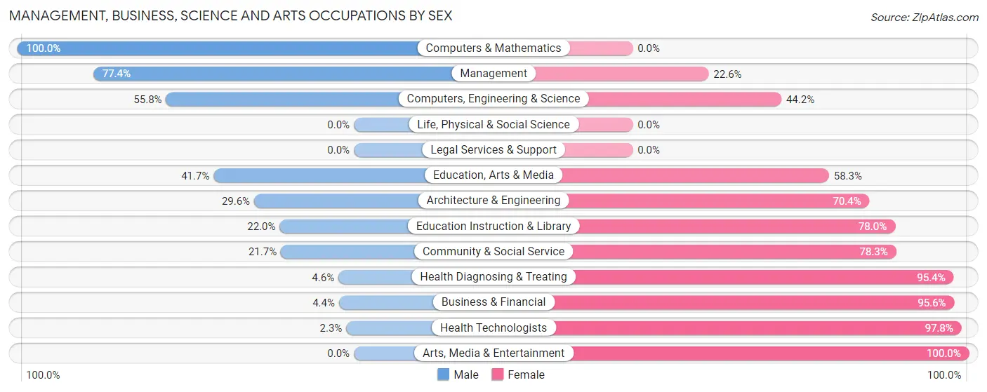 Management, Business, Science and Arts Occupations by Sex in Zip Code 23944