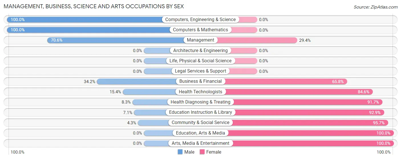 Management, Business, Science and Arts Occupations by Sex in Zip Code 23950