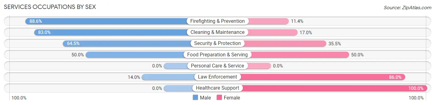 Services Occupations by Sex in Zip Code 23950
