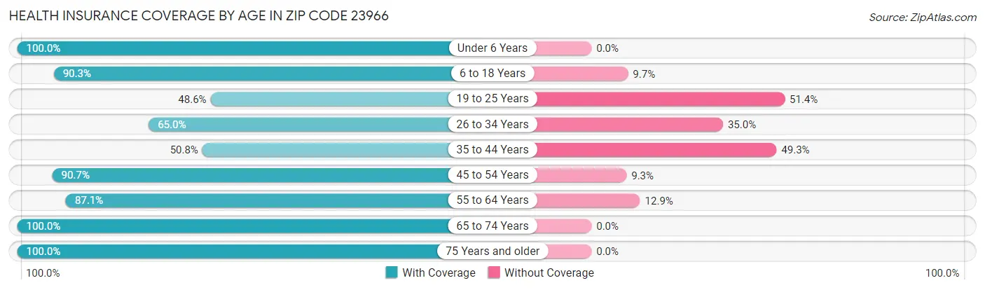Health Insurance Coverage by Age in Zip Code 23966