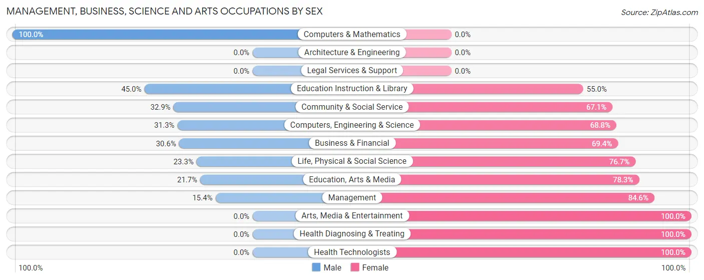 Management, Business, Science and Arts Occupations by Sex in Zip Code 23974