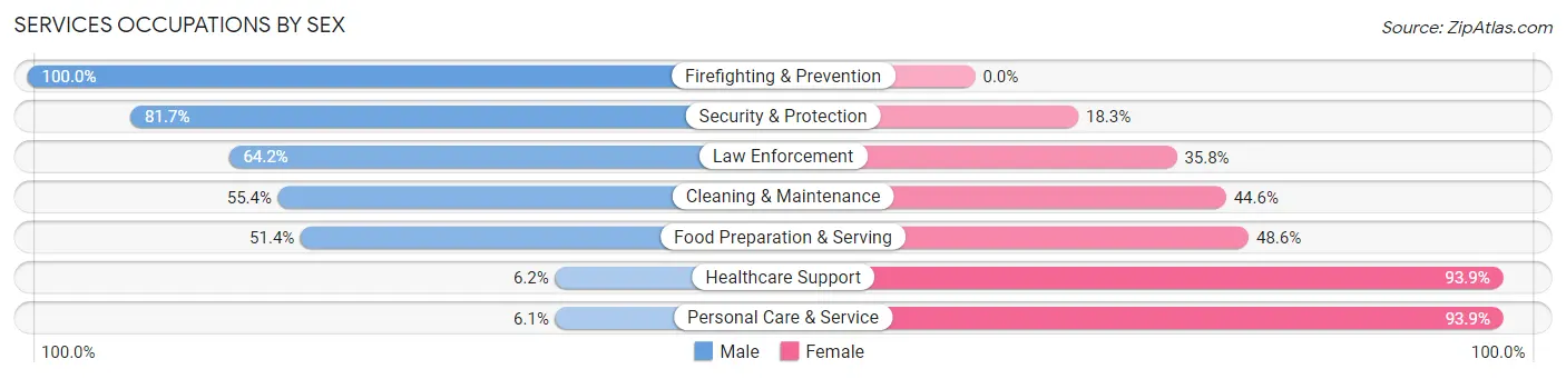 Services Occupations by Sex in Zip Code 24015