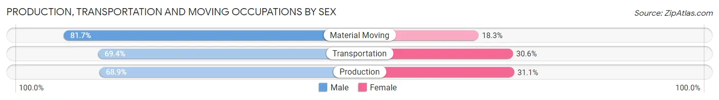 Production, Transportation and Moving Occupations by Sex in Zip Code 24017