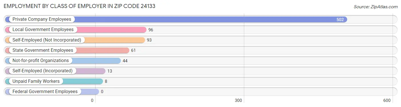 Employment by Class of Employer in Zip Code 24133