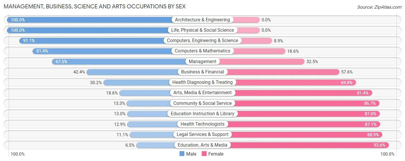 Management, Business, Science and Arts Occupations by Sex in Zip Code 24171