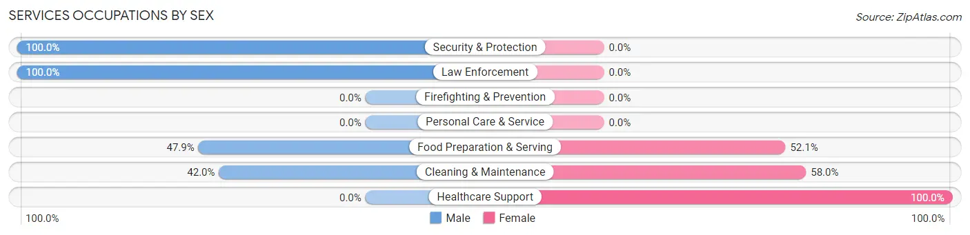 Services Occupations by Sex in Zip Code 24174
