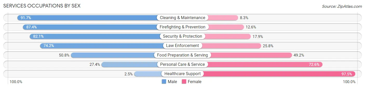 Services Occupations by Sex in Zip Code 24179