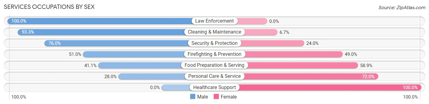 Services Occupations by Sex in Zip Code 24211