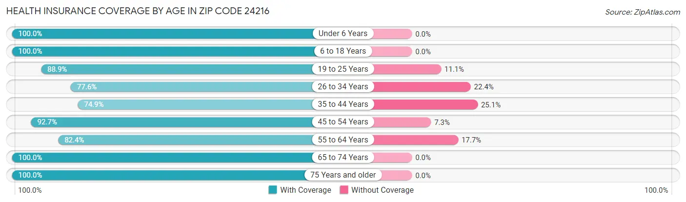 Health Insurance Coverage by Age in Zip Code 24216