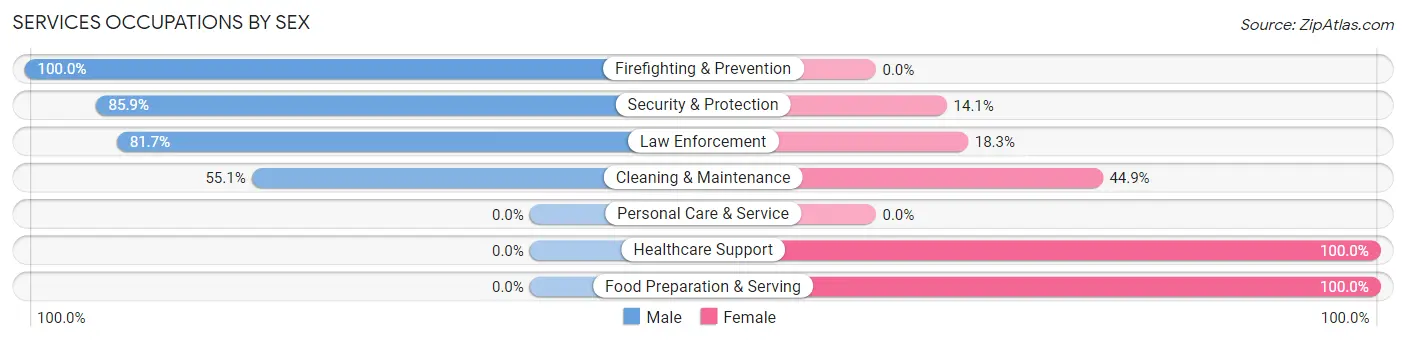 Services Occupations by Sex in Zip Code 24230