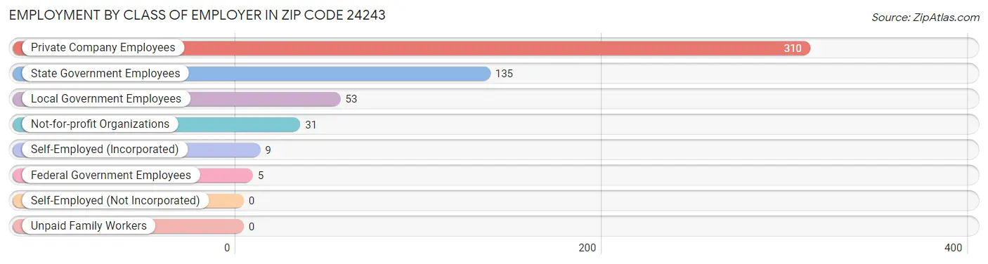 Employment by Class of Employer in Zip Code 24243