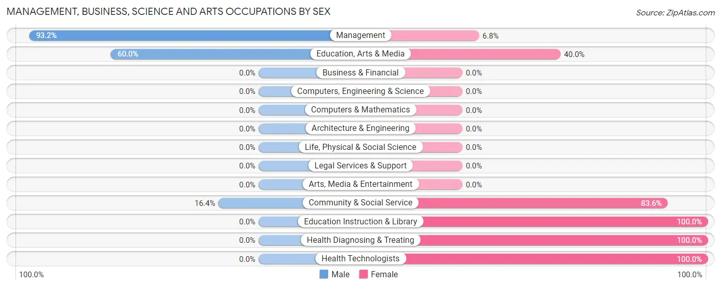 Management, Business, Science and Arts Occupations by Sex in Zip Code 24243