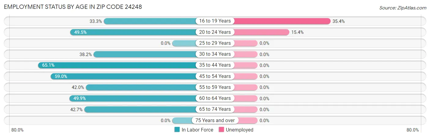 Employment Status by Age in Zip Code 24248