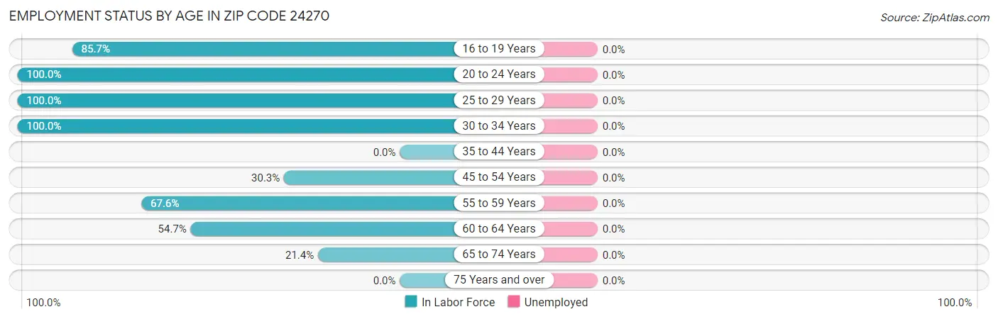 Employment Status by Age in Zip Code 24270