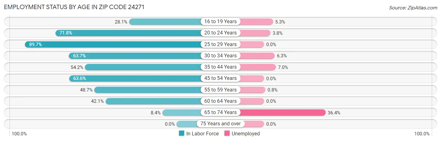 Employment Status by Age in Zip Code 24271