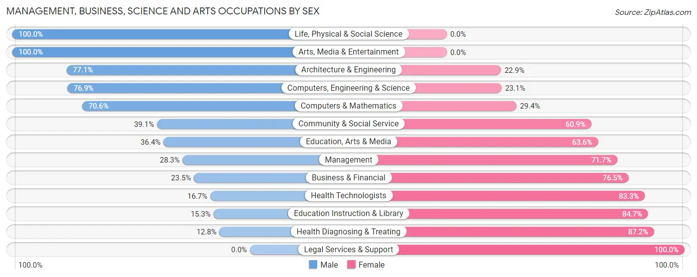 Management, Business, Science and Arts Occupations by Sex in Zip Code 24273