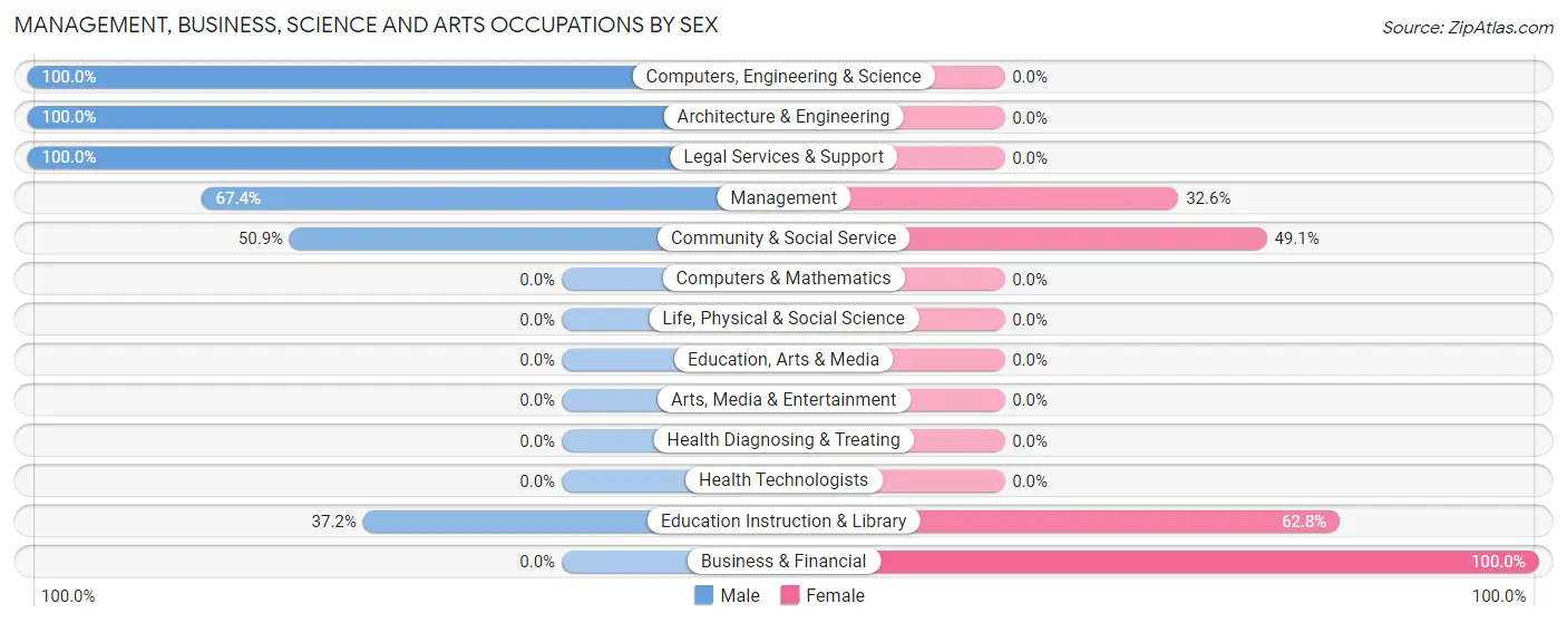 Management, Business, Science and Arts Occupations by Sex in Zip Code 24323