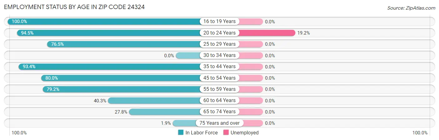 Employment Status by Age in Zip Code 24324