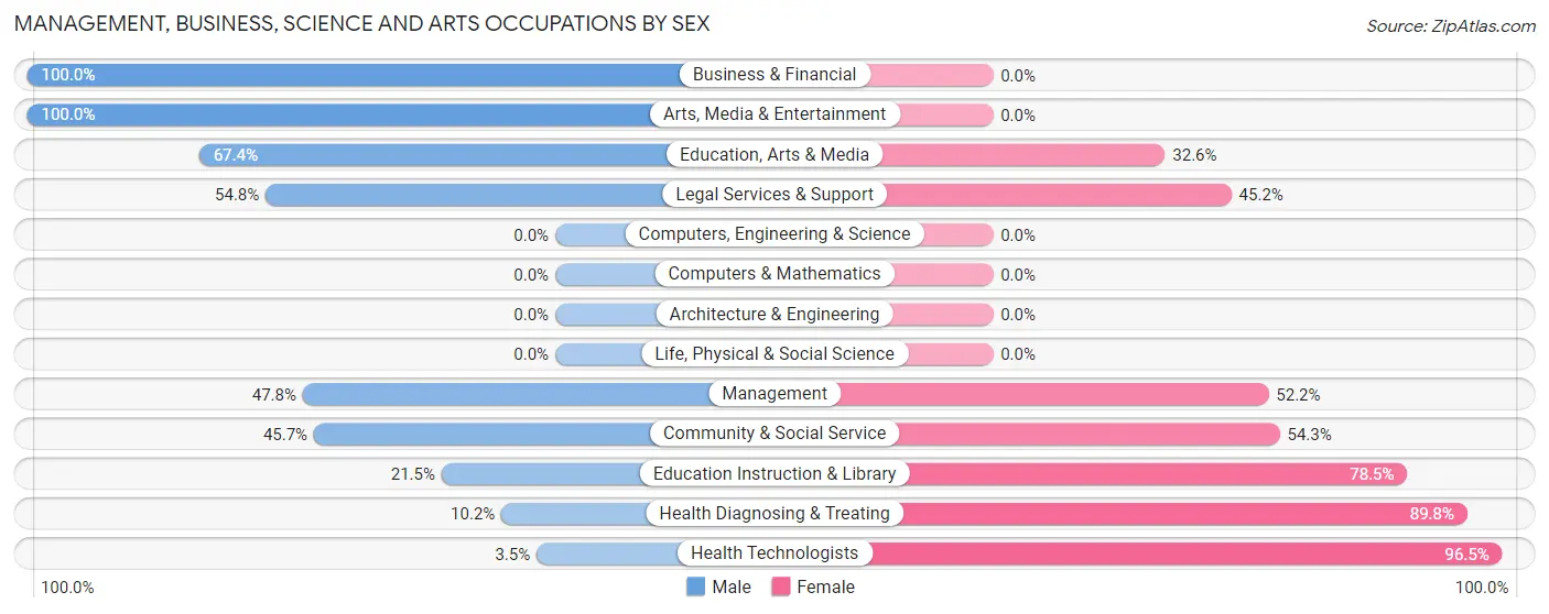 Management, Business, Science and Arts Occupations by Sex in Zip Code 24343