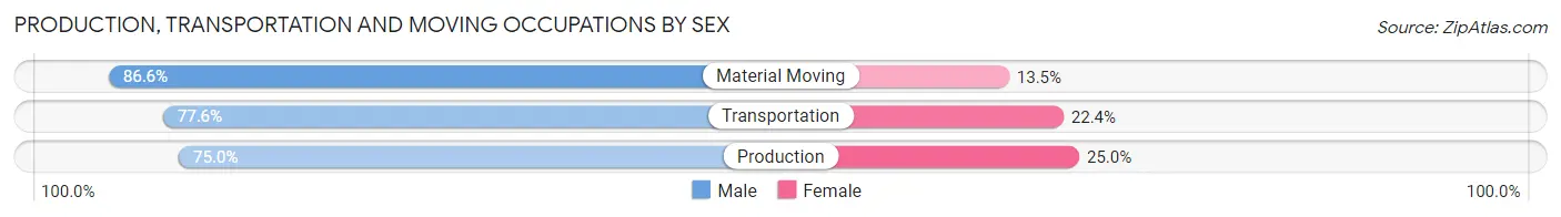 Production, Transportation and Moving Occupations by Sex in Zip Code 24343
