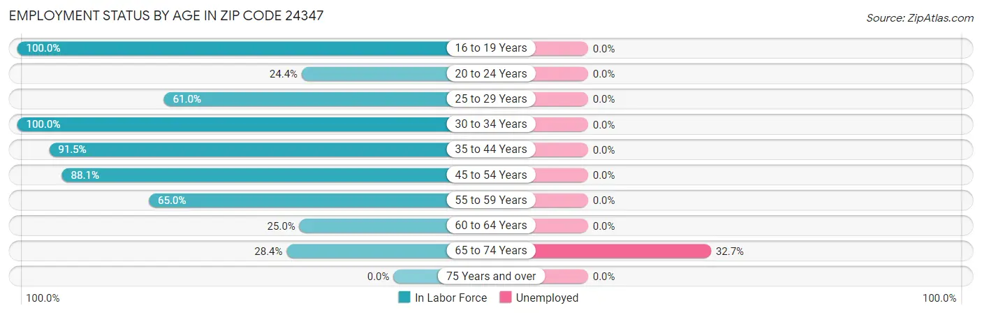 Employment Status by Age in Zip Code 24347